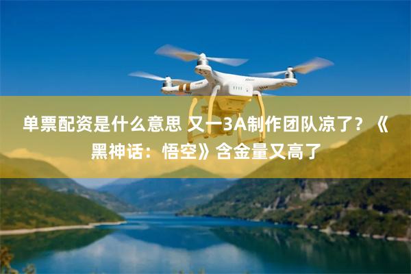 单票配资是什么意思 又一3A制作团队凉了?《黑神话:悟空》含金量又高了