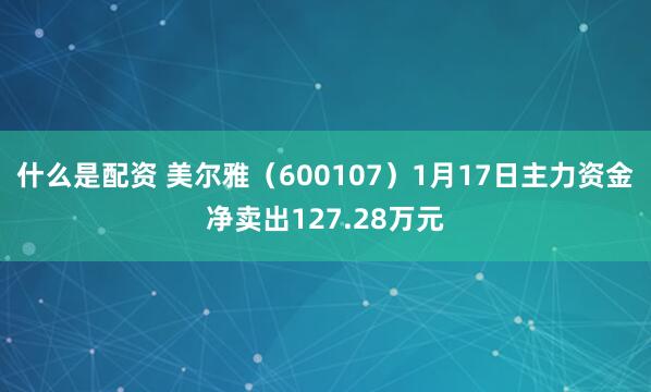 什么是配资 美尔雅（600107）1月17日主力资金净卖出127.28万元