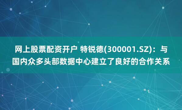 网上股票配资开户 特锐德(300001.SZ)：与国内众多头部数据中心建立了良好的合作关系