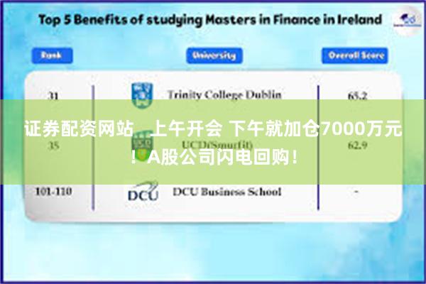 证券配资网站   上午开会 下午就加仓7000万元！A股公司闪电回购！