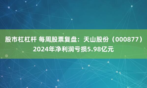股市杠杠杆 每周股票复盘：天山股份（000877）2024年净利润亏损5.98亿元