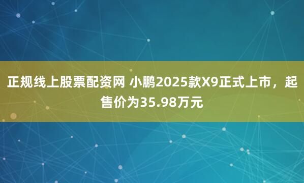 正规线上股票配资网 小鹏2025款X9正式上市，起售价为35.98万元