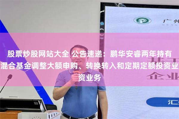 股票炒股网站大全 公告速递：鹏华安睿两年持有期混合基金调整大额申购、转换转入和定期定额投资业务