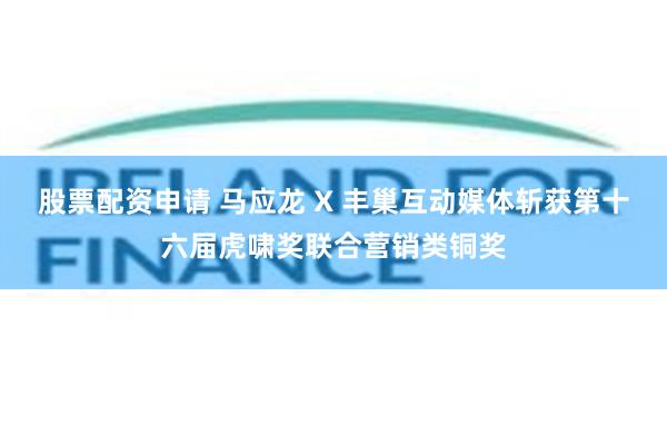 股票配资申请 马应龙 X 丰巢互动媒体斩获第十六届虎啸奖联合营销类铜奖
