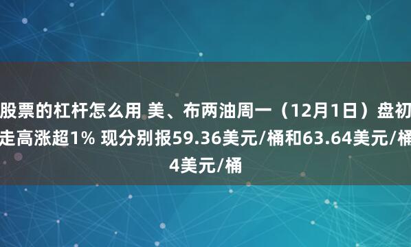 股票的杠杆怎么用 美、布两油周一（12月1日）盘初走高涨超1% 现分别报59.36美元/桶和63.64美元/桶